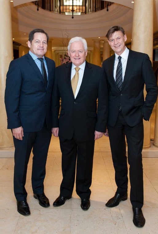 Adrian Rowland, presenter of the 2014 Insider's View, with John McFarlane OBE and Stephen Williams, President of the Scholarship Foundation
